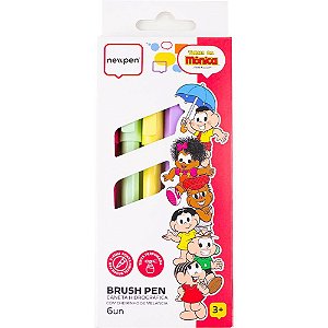 Caneta Hidrográfica Turma da Mônica BRUSH Pen Perfeita - Estojo com 6 Cores