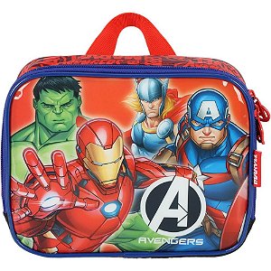 Lancheira Térmica Avengers Vermelha Mão Costas