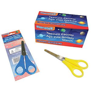 Tesoura Escolar 13CM INOX Sortido Caixa com 12