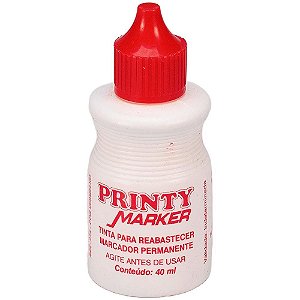 Tinta Marcador Permanente Reabastecedor 40ML Vermelho Caixa com 12