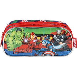 Estojo Duplo Avengers Tecido Azul