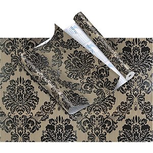 Plástico Adesivo 45CMX10M Arabesco PRETO/MARROM Rolo