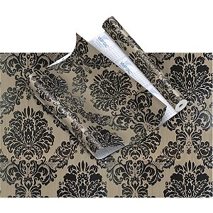 Plastico Adesivo 45CMX10M Arabesco PRETO/MARROM Rolo