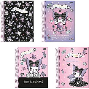 Caderno 01X1 Capa Dura Kuromi 80 Folhas Pacote com 04