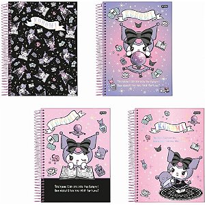 Caderno 10X1 Capa Dura Kuromi 160 Folhas Pacote com 04