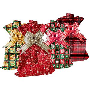 Saco Metalizado de Natal 45X58CM Sortido Pacote com 50