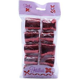 Fitilho 5MMX20MM Vermelho Metalizado Pacote com 10