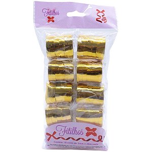 Fitilho 5MMX20M Dourado Metalizado Pacote com 10