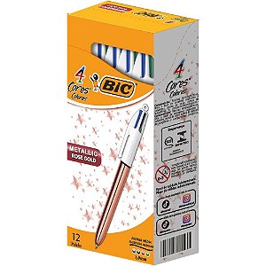 Caneta Esferográfica BIC 4 Cores Rose GOLD Caixa com 12