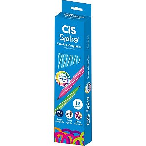 Caneta Esferográfica CIS Spiro 0,7MM Azul Claro Caixa com 12
