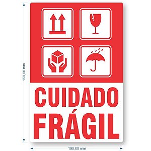Etiqueta Adesiva Cuidado Frágil 100X50MM Pacote com 30