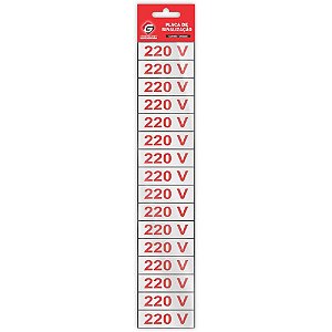 Placa de Sinalização 220V 5X25CM Pacote com 05