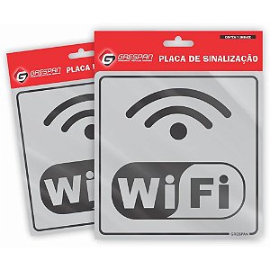 Placa de Sinalização WI-FI 15X15CM Pacote com 05