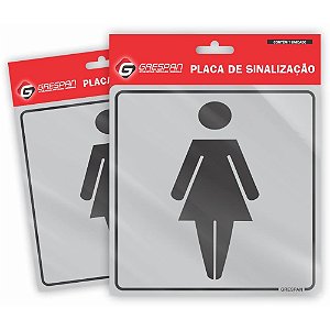 Placa de Sinalização WC Feminino 15X15CM Pacote com 05