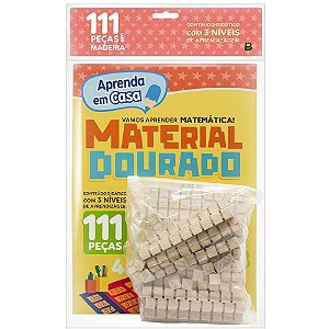 Material Dourado de Madeira com Livro - 111 Peças para Educação Infantil