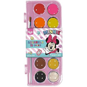 Aquarela Escolar Minnie 12 Cores com Pincel
