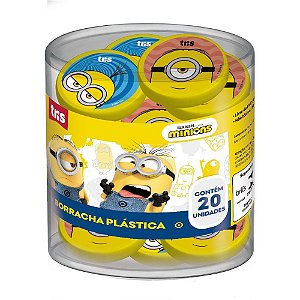 Borracha Decorada Minions 2 Cores - Pote com 20 Unidades