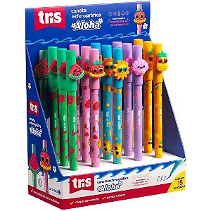 Caneta Esferográfica TRIS Aloha 1.0MM - 5 Modelos Tropicais (display com 15)