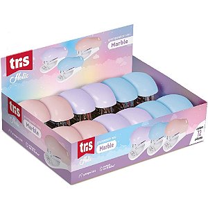 Grampeador Mini para 25 Folhas TRIS Marble 26/6 Display com 12