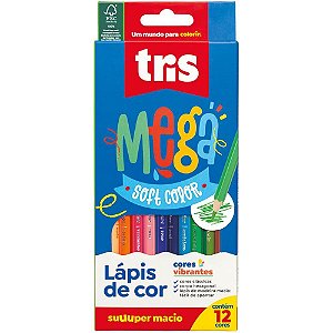 Lápis de COR Sextavado Mega SOFT Color 12 Cores Pacote com 06