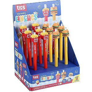 Lapiseira 0.7MM TRIS Lanches Retrátil com Borracha - Display com 12