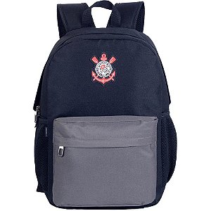 Mochila Corinthians Preta e Cinza Média