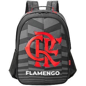Mochila Flamengo R1 Tamanho 16" com Logo em PVC PATCH e Bolsos Laterais