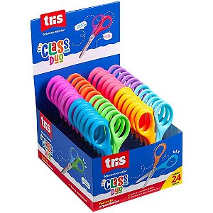 Tesoura Escolar TRIS CLASS Duo 13CM 4 Cores Display com 24