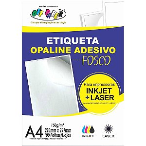 Papel Opaline A4 Branco Fosco Adesivo - Pacote com 100 Folhas