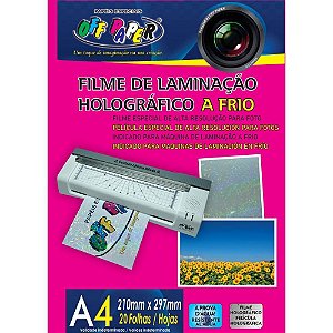 Plástico para Plastificação Filme A4 Holográfico Laminação a Frio Pacote com 20