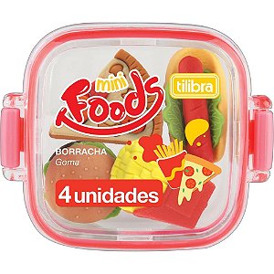 Borracha Decorada Mini Foods - Conjunto com 4 Peças