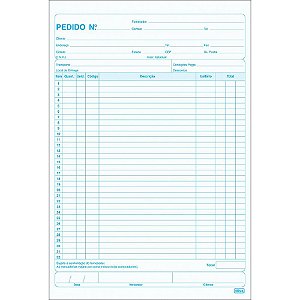 Talão de Pedido 1/9 - 2 Vias Grande 75 Folhas 199X294MM - Pacote com 10 Unidades