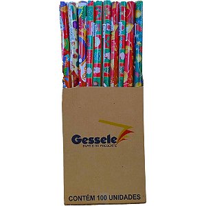 Papel de Presente 100X60CM Natal - Display com 100 Folhas Sortidas