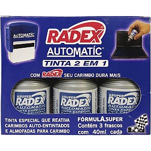 Tinta para Carimbo Azul Automático 40ML - Caixa com 3 Unidades