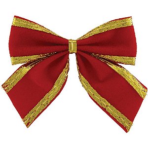 Enfeite de Natal – Laços Vermelhos com Borda Dourada 6 CM X 6 CM – Pacote com 6 Unidades