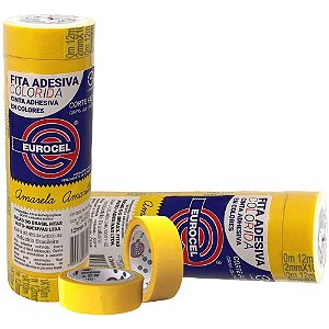 Fita Adesiva PP 2000 12MM X 10M Amarela Pacote com 10 Unidades