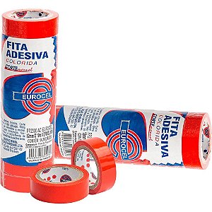 Fita Adesiva PP 2000 12MM X 10M Vermelha - Pacote com 10 Unidades