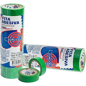 Fita Adesiva PP 2000 12MM X 10M Verde Pacote com 10 Unidades