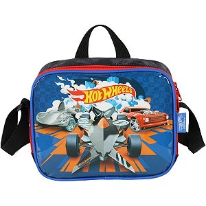 Lancheira Térmica HOT Wheels Preta com ALÇA de Mão e OMBRO