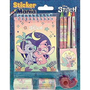 Livro Infantil para Colorir Sticker Mania STITCH com 9 Peças