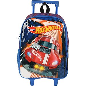 Mochila Infantil com Rodinhas HOT Wheels G Azul