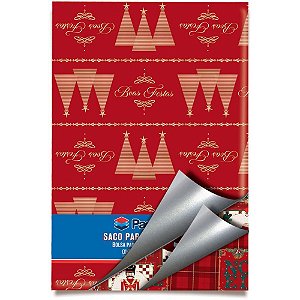 Saco Metalizado de Natal 60 CM X 90 CM Sortido  (pacote com 50 Unidades)