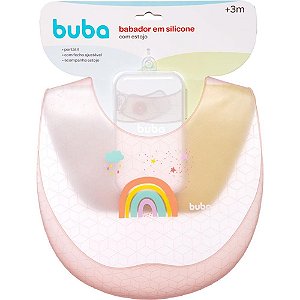 Babador de Silicone com PORTA-MIGALHAS e Estojo ARCO-ÍRIS - 28CM