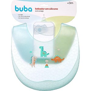 Babador de Silicone Dino com Porta Migalhas