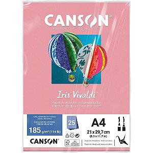 Papel A4 Colorido IRIS Vivaldi Rosa 185G Pacote com 25 Folhas