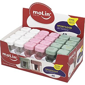 Apontador com Depósito Mini Container – Molin – Display com 48 Unidades