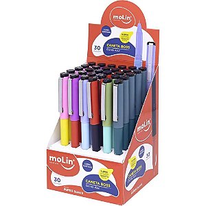 Caneta Esferográfica BOSS 0,7 MM Molin – Display com 30 Unidades