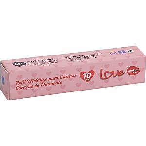 Refil para Caneta Esferográfica Coração de Diamante - Caixa com 10 Unidades