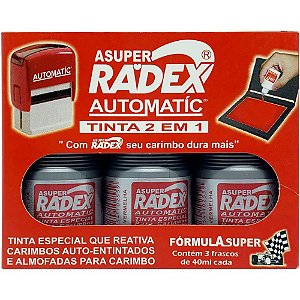 Tinta para Carimbo 40ML Vermelha Automática - Caixa com 3 Unidades