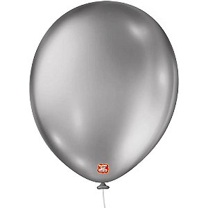 Balão 16" Liso Metalizado Prata Pacote com 10 Unidades